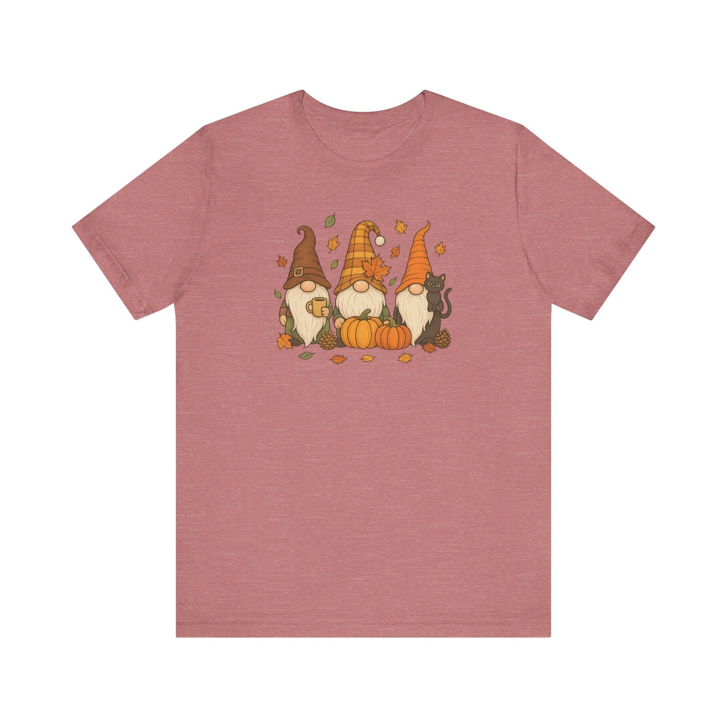 Autumn Gnome Trio T-Shirt | Fall Pumpkin Leaves Tee