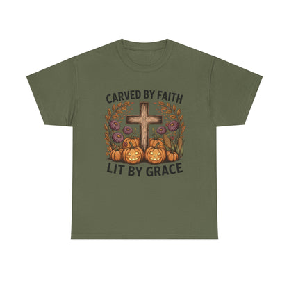Carved by Faith Lit by Grace T- Shirt - Faith-Inspired Fall T-Shirt