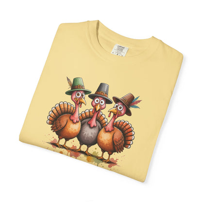 Funny Thanksgiving Turkey Trio T-shirt, Fall Celebration, Family Gatherings, Holiday Apparel, Thanksgiving Gift