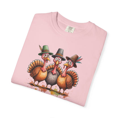 Funny Thanksgiving Turkey Trio T-shirt, Fall Celebration, Family Gatherings, Holiday Apparel, Thanksgiving Gift