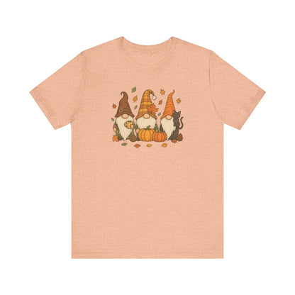 Autumn Gnome Trio T-Shirt | Fall Pumpkin Leaves Tee
