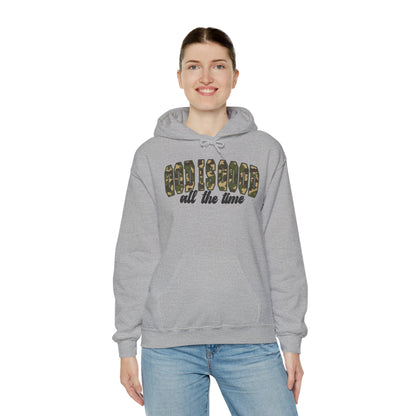 God is Good Faith Based Hooded Sweatshirt (Camo Lettering)
