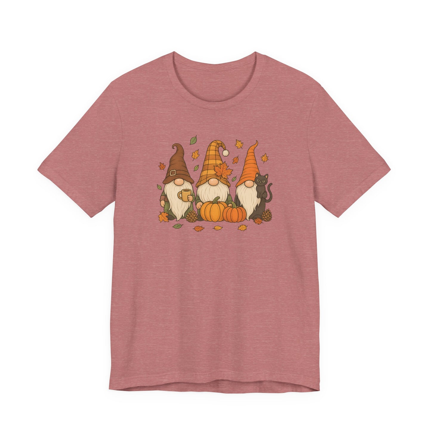 Autumn Gnome Trio T-Shirt | Fall Pumpkin Leaves Tee