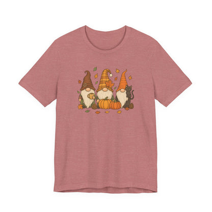 Autumn Gnome Trio T-Shirt | Fall Pumpkin Leaves Tee