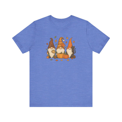 Autumn Gnome Trio T-Shirt | Fall Pumpkin Leaves Tee