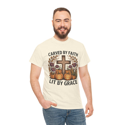 Carved by Faith Lit by Grace T- Shirt - Faith-Inspired Fall T-Shirt