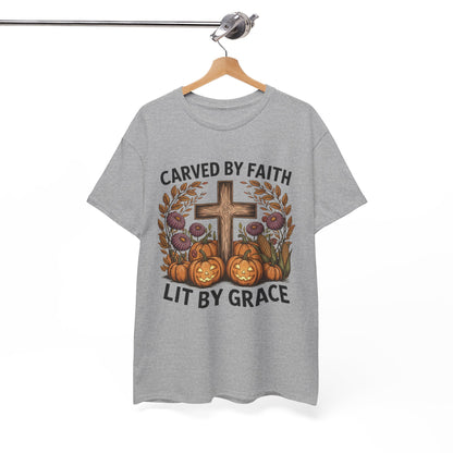 Carved by Faith Lit by Grace T- Shirt - Faith-Inspired Fall T-Shirt