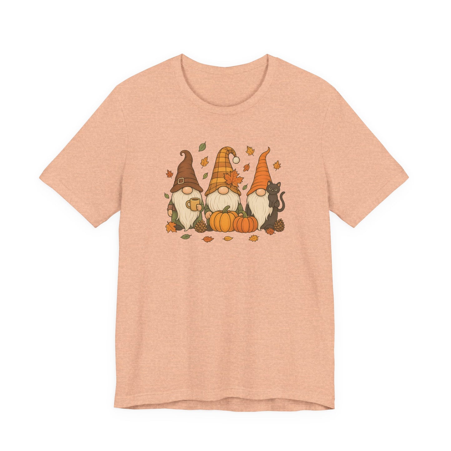 Autumn Gnome Trio T-Shirt | Fall Pumpkin Leaves Tee