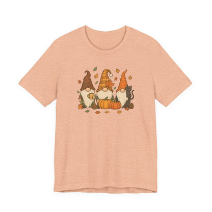 Autumn Gnome Trio T-Shirt | Fall Pumpkin Leaves Tee