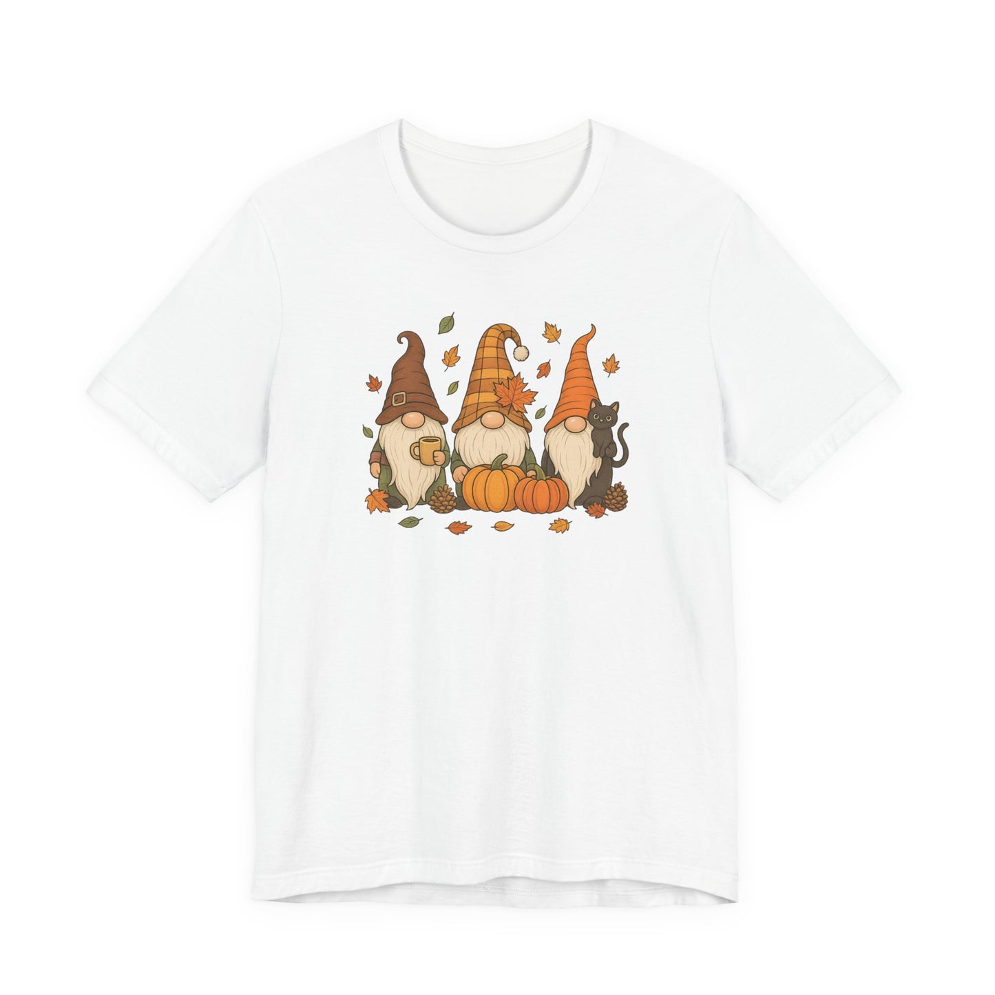 Autumn Gnome Trio T-Shirt | Fall Pumpkin Leaves Tee