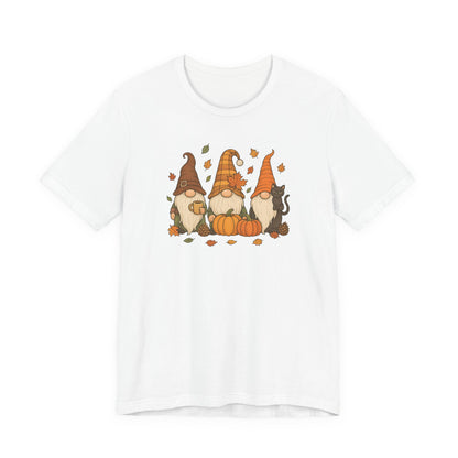 Autumn Gnome Trio T-Shirt | Fall Pumpkin Leaves Tee