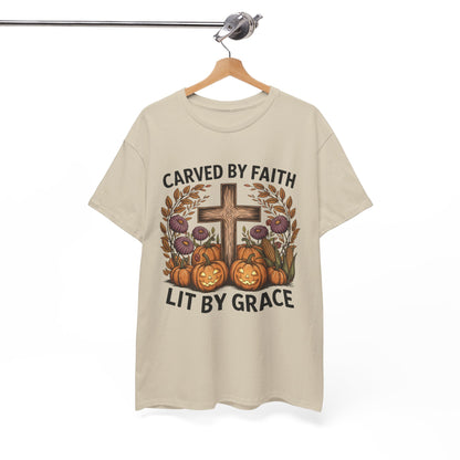 Carved by Faith Lit by Grace T- Shirt - Faith-Inspired Fall T-Shirt