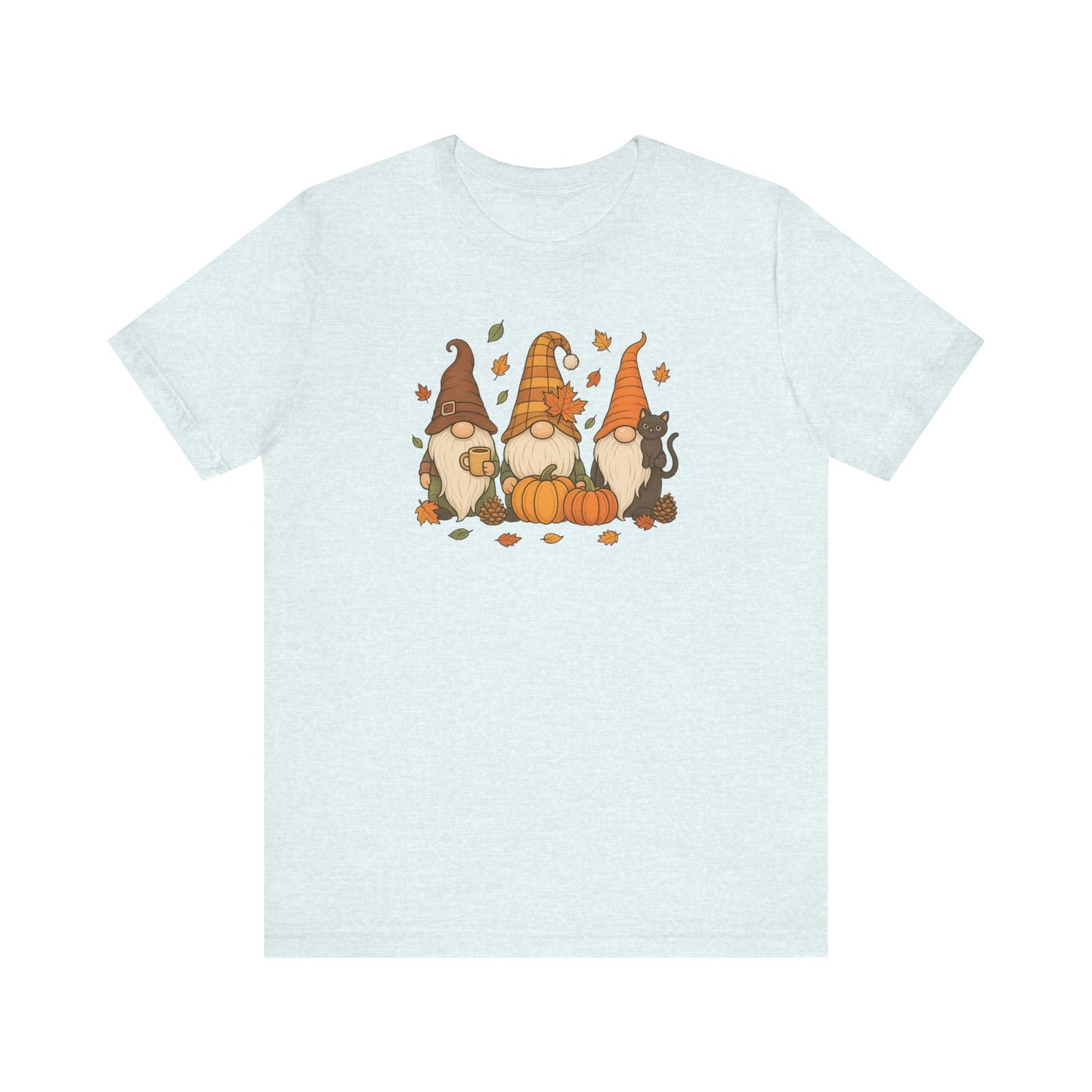 Autumn Gnome Trio T-Shirt | Fall Pumpkin Leaves Tee