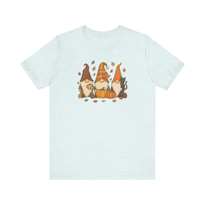 Autumn Gnome Trio T-Shirt | Fall Pumpkin Leaves Tee