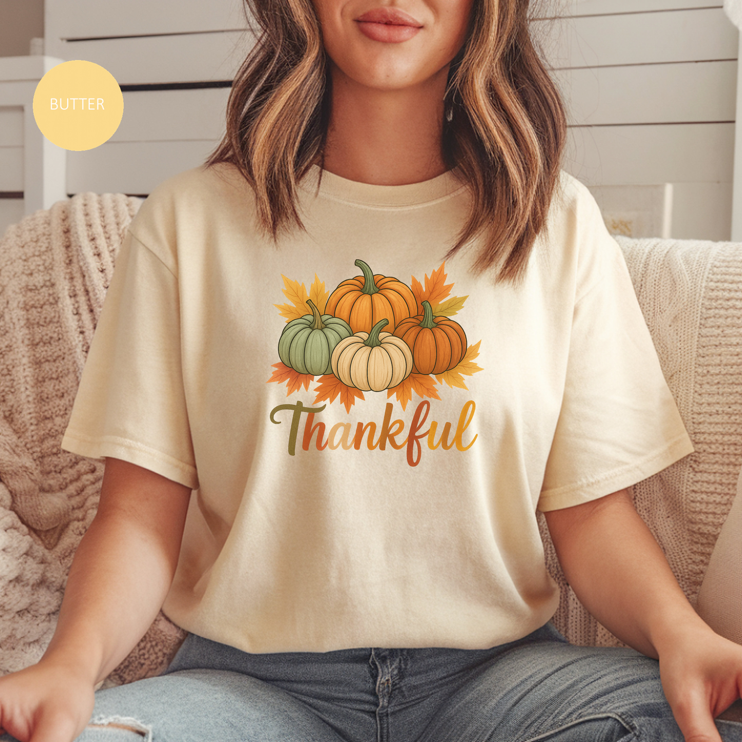 Thankful Pumpkin Patch T-shirt, Fall Leaves, Thanksgiving Tee, Autumn Vibes