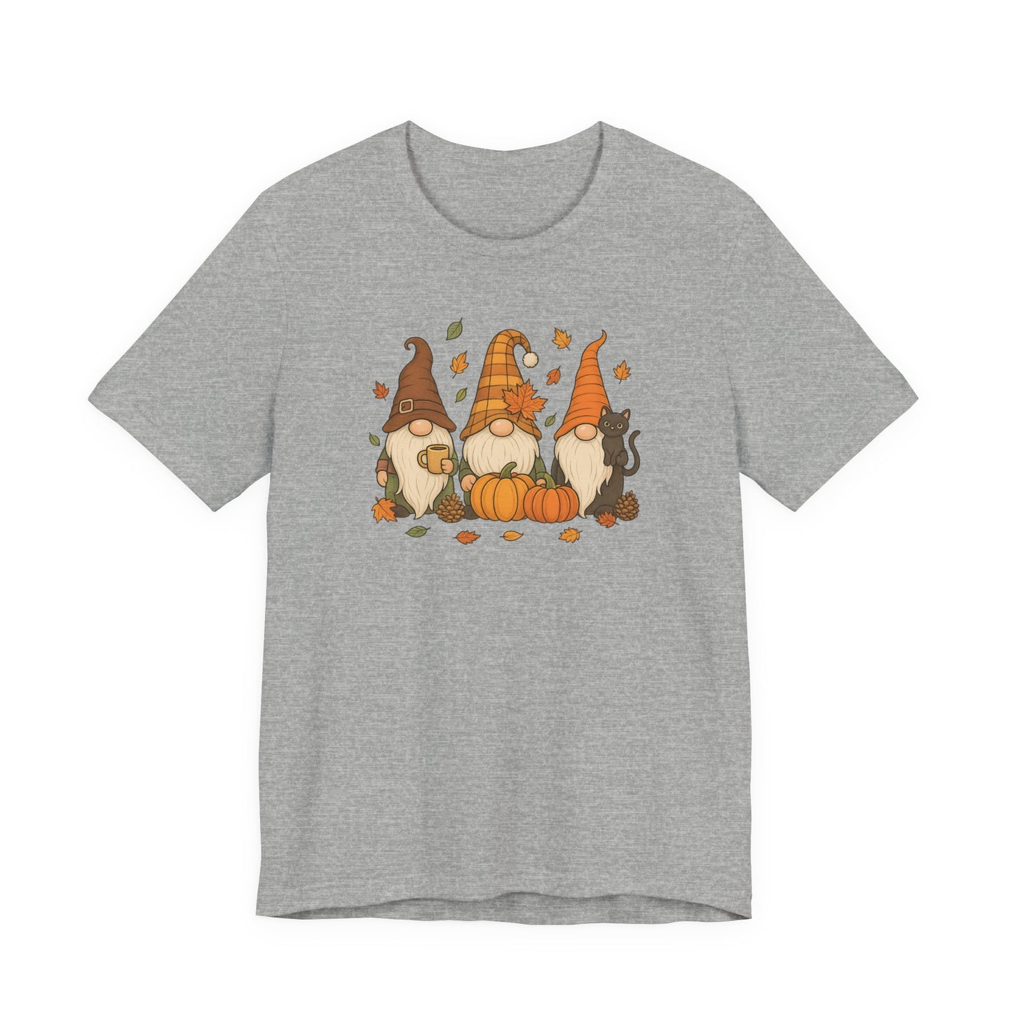 Autumn Gnome Trio T-Shirt | Fall Pumpkin Leaves Tee