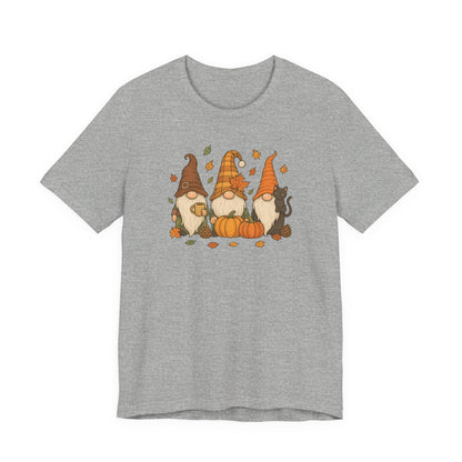 Autumn Gnome Trio T-Shirt | Fall Pumpkin Leaves Tee