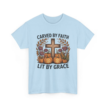 Carved by Faith Lit by Grace T- Shirt - Faith-Inspired Fall T-Shirt