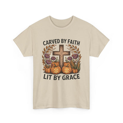 Carved by Faith Lit by Grace T- Shirt - Faith-Inspired Fall T-Shirt