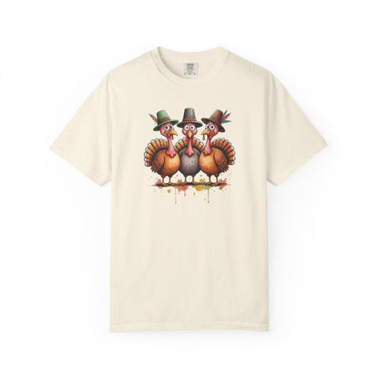 Funny Thanksgiving Turkey Trio T-shirt, Fall Celebration, Family Gatherings, Holiday Apparel, Thanksgiving Gift