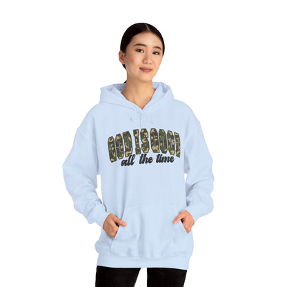 God is Good Faith Based Hooded Sweatshirt (Camo Lettering)