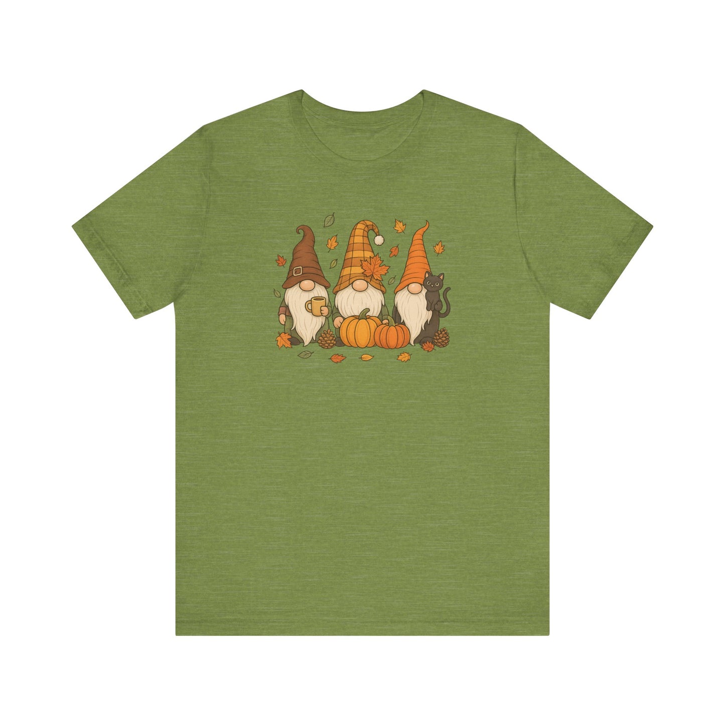 Autumn Gnome Trio T-Shirt | Fall Pumpkin Leaves Tee