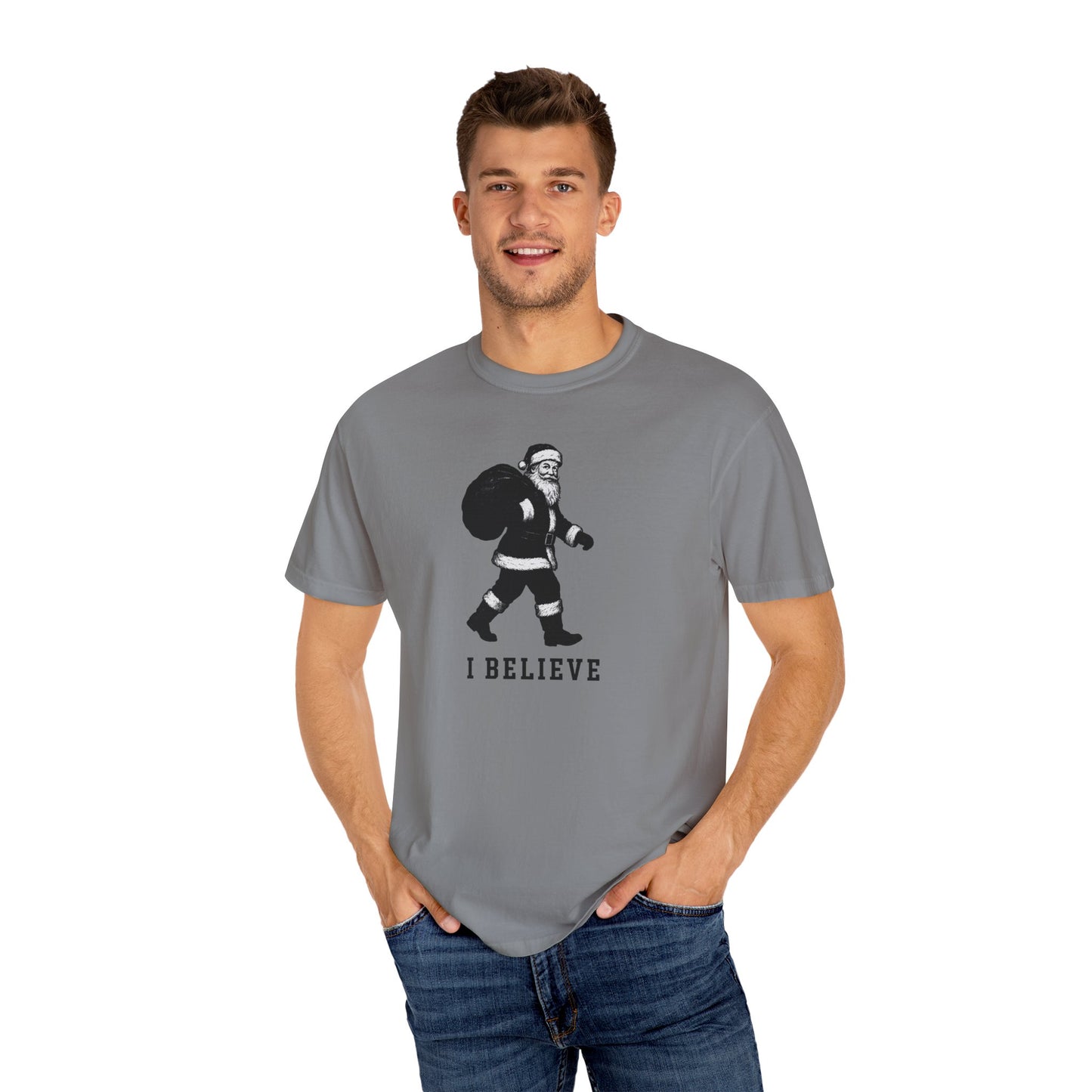 Christmas T-shirt, "I Believe" Santa T-Shirt, Christmas Santa Claus Wardrobe Essential