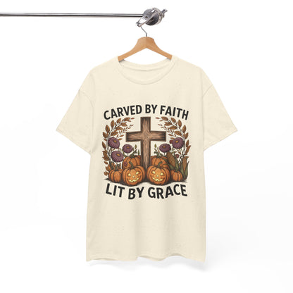 Carved by Faith Lit by Grace T- Shirt - Faith-Inspired Fall T-Shirt