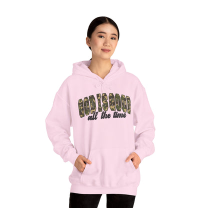 God is Good Faith Based Hooded Sweatshirt (Camo Lettering)