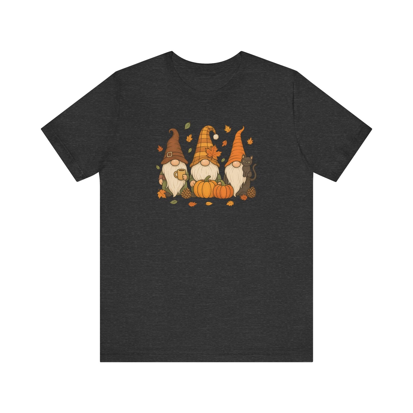 Autumn Gnome Trio T-Shirt | Fall Pumpkin Leaves Tee