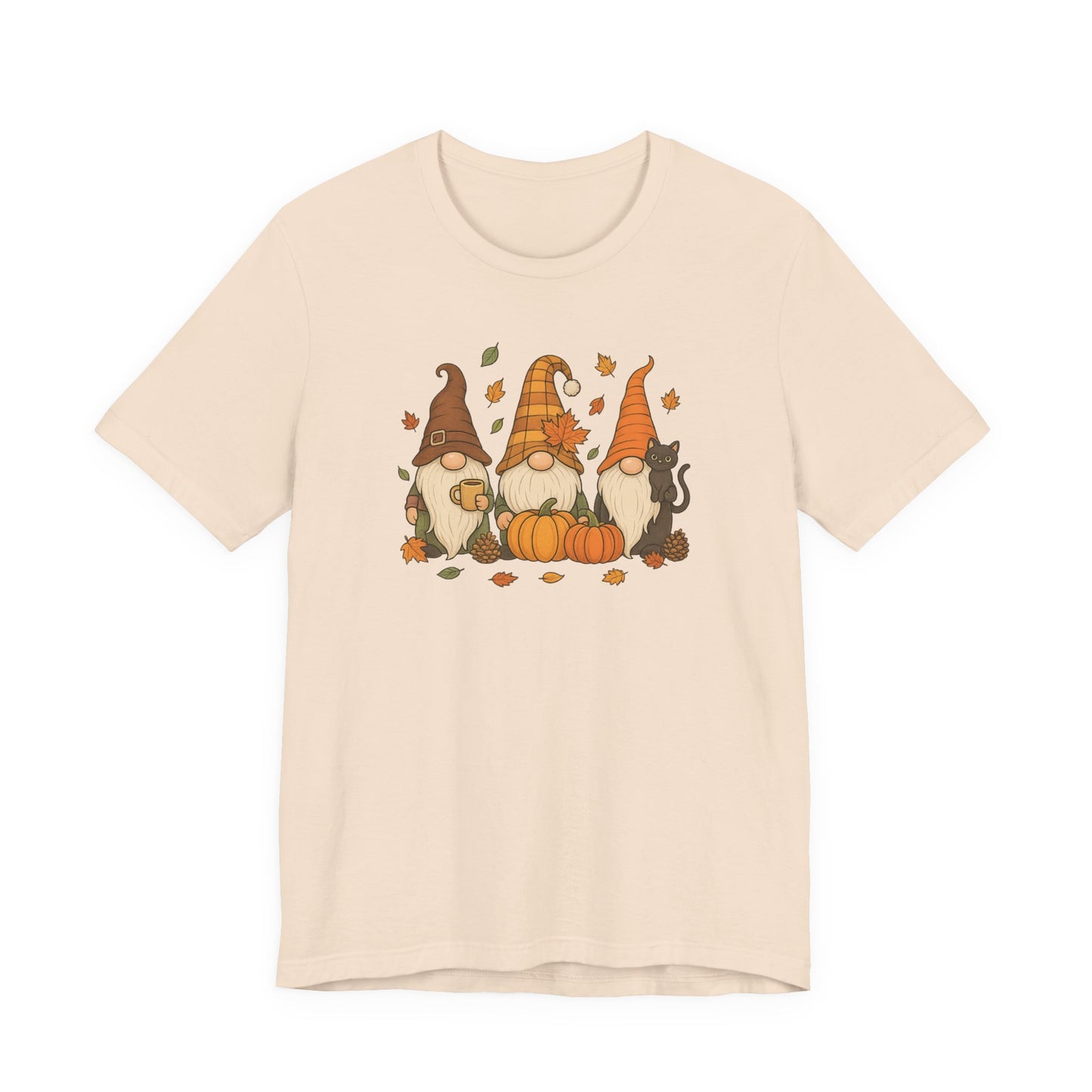 Autumn Gnome Trio T-Shirt | Fall Pumpkin Leaves Tee