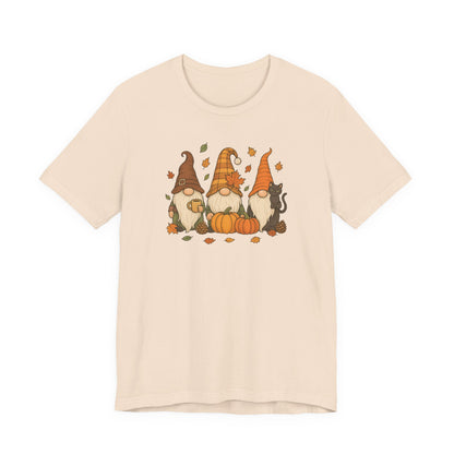 Autumn Gnome Trio T-Shirt | Fall Pumpkin Leaves Tee