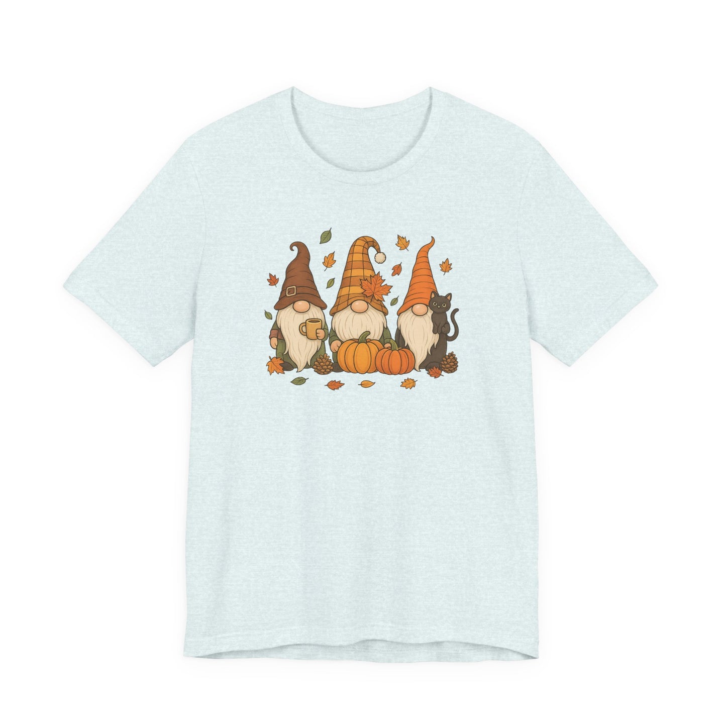 Autumn Gnome Trio T-Shirt | Fall Pumpkin Leaves Tee