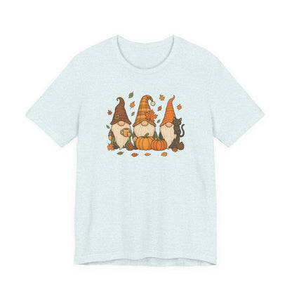 Autumn Gnome Trio T-Shirt | Fall Pumpkin Leaves Tee