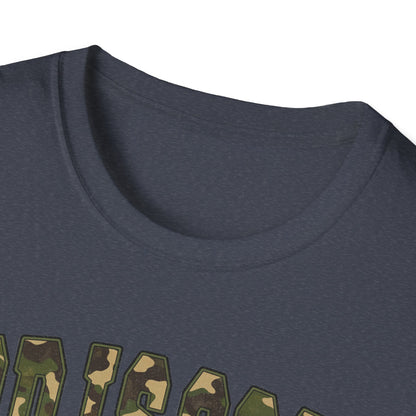 God is Good Faith Based Softstyle T-Shirt (Camo Lettering)