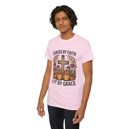 Carved by Faith Lit by Grace T- Shirt - Faith-Inspired Fall T-Shirt