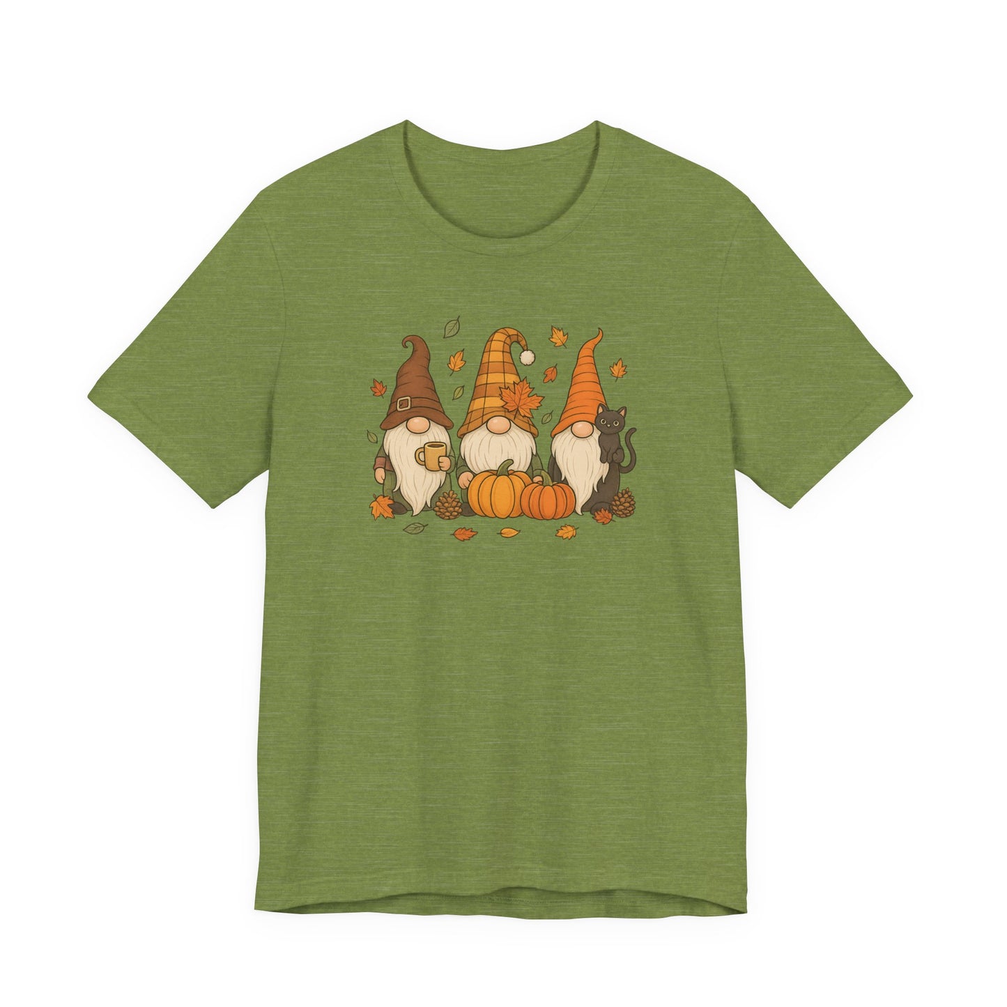 Autumn Gnome Trio T-Shirt | Fall Pumpkin Leaves Tee