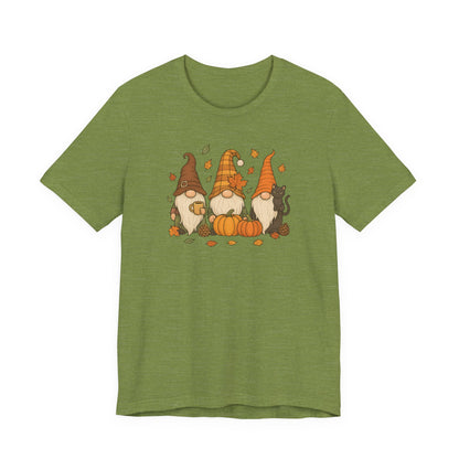 Autumn Gnome Trio T-Shirt | Fall Pumpkin Leaves Tee