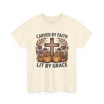 Carved by Faith Lit by Grace T- Shirt - Faith-Inspired Fall T-Shirt