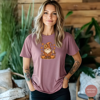 Autumn Gnome With Pumpkins And An Owl T-Shirt | Fall Leaves | Harvest Vibes