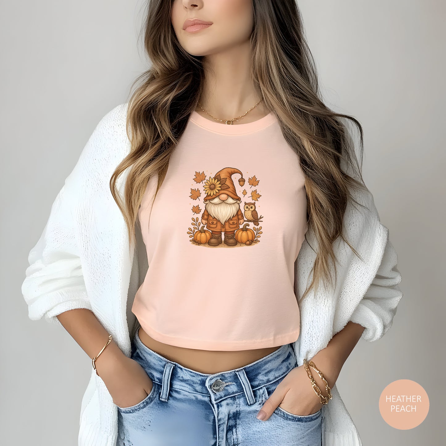Autumn Gnome With Pumpkins And An Owl T-Shirt | Fall Leaves | Harvest Vibes