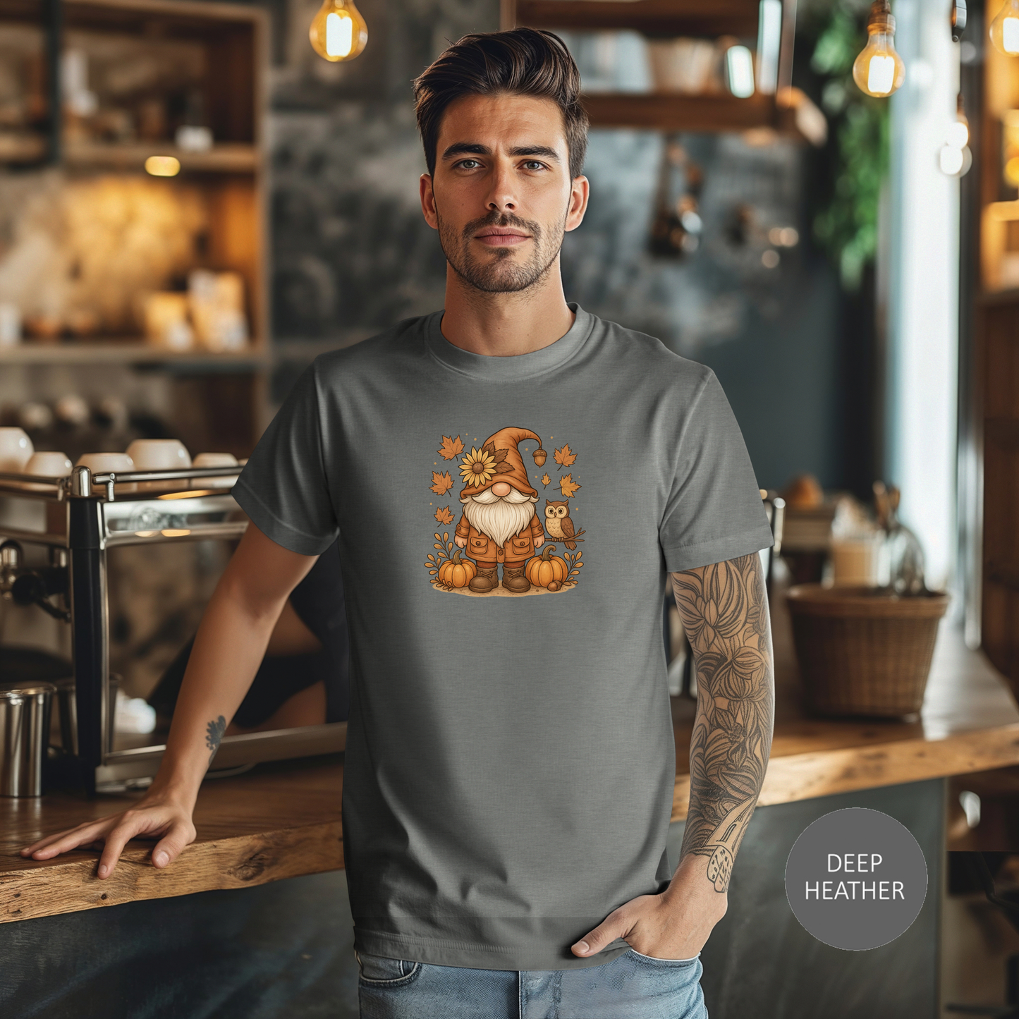 Autumn Gnome With Pumpkins And An Owl T-Shirt | Fall Leaves | Harvest Vibes