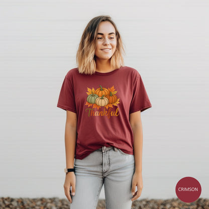 Thankful Pumpkin Patch T-shirt, Fall Leaves, Thanksgiving Tee, Autumn Vibes