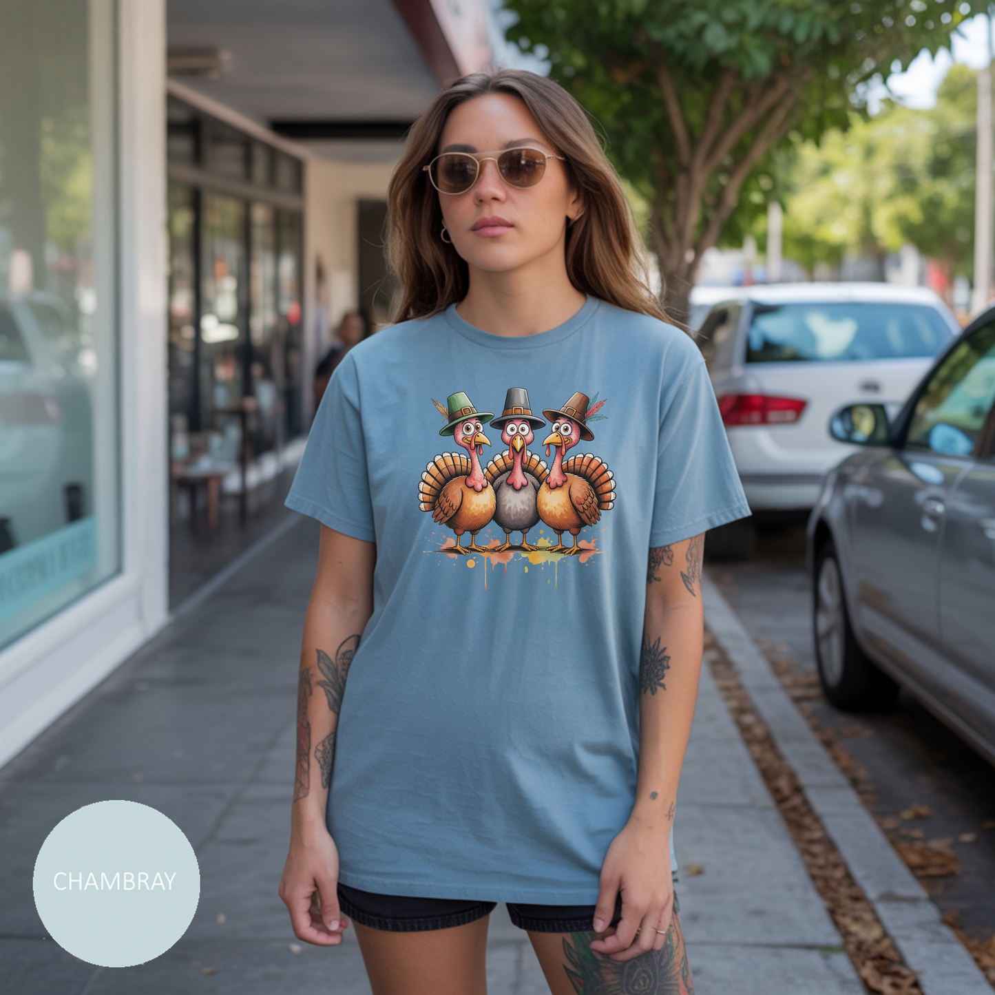 Funny Thanksgiving Turkey Trio T-shirt, Fall Celebration, Family Gatherings, Holiday Apparel, Thanksgiving Gift