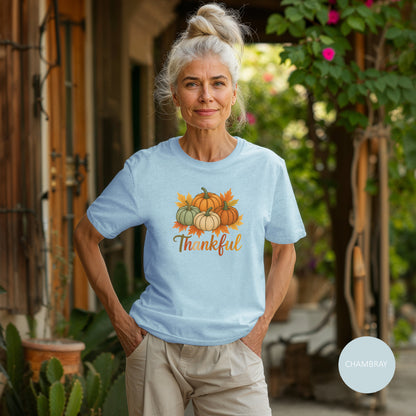 Thankful Pumpkin Patch T-shirt, Fall Leaves, Thanksgiving Tee, Autumn Vibes
