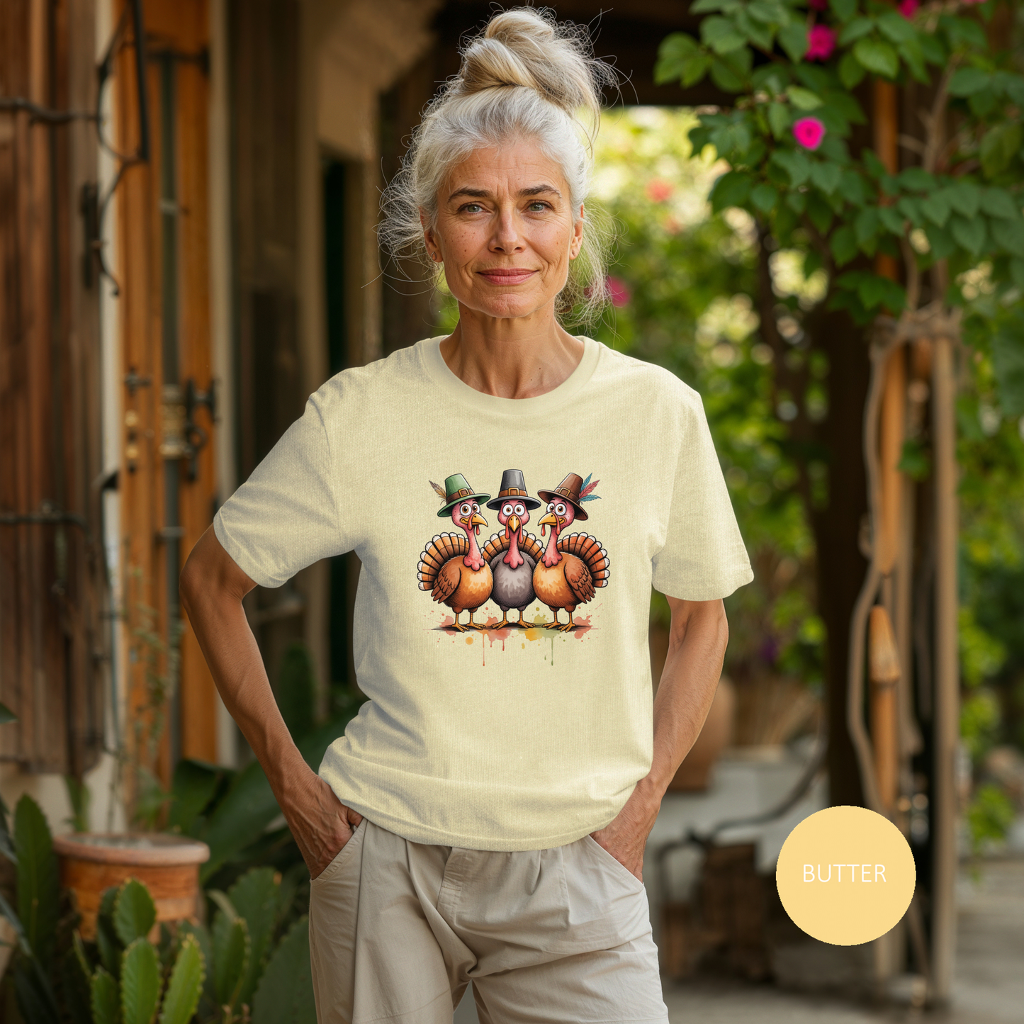 Funny Thanksgiving Turkey Trio T-shirt, Fall Celebration, Family Gatherings, Holiday Apparel, Thanksgiving Gift