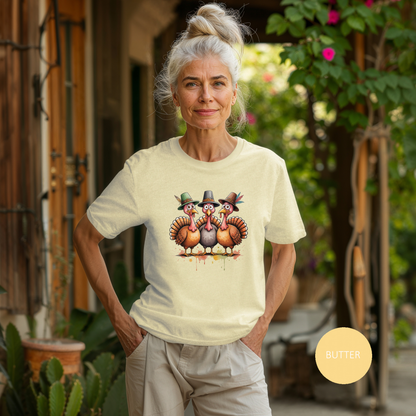 Funny Thanksgiving Turkey Trio T-shirt, Fall Celebration, Family Gatherings, Holiday Apparel, Thanksgiving Gift