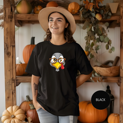 Quirky Turkey Thanksgiving T-Shirt, Funny Holiday Tee, Casual Thanksgiving Apparel