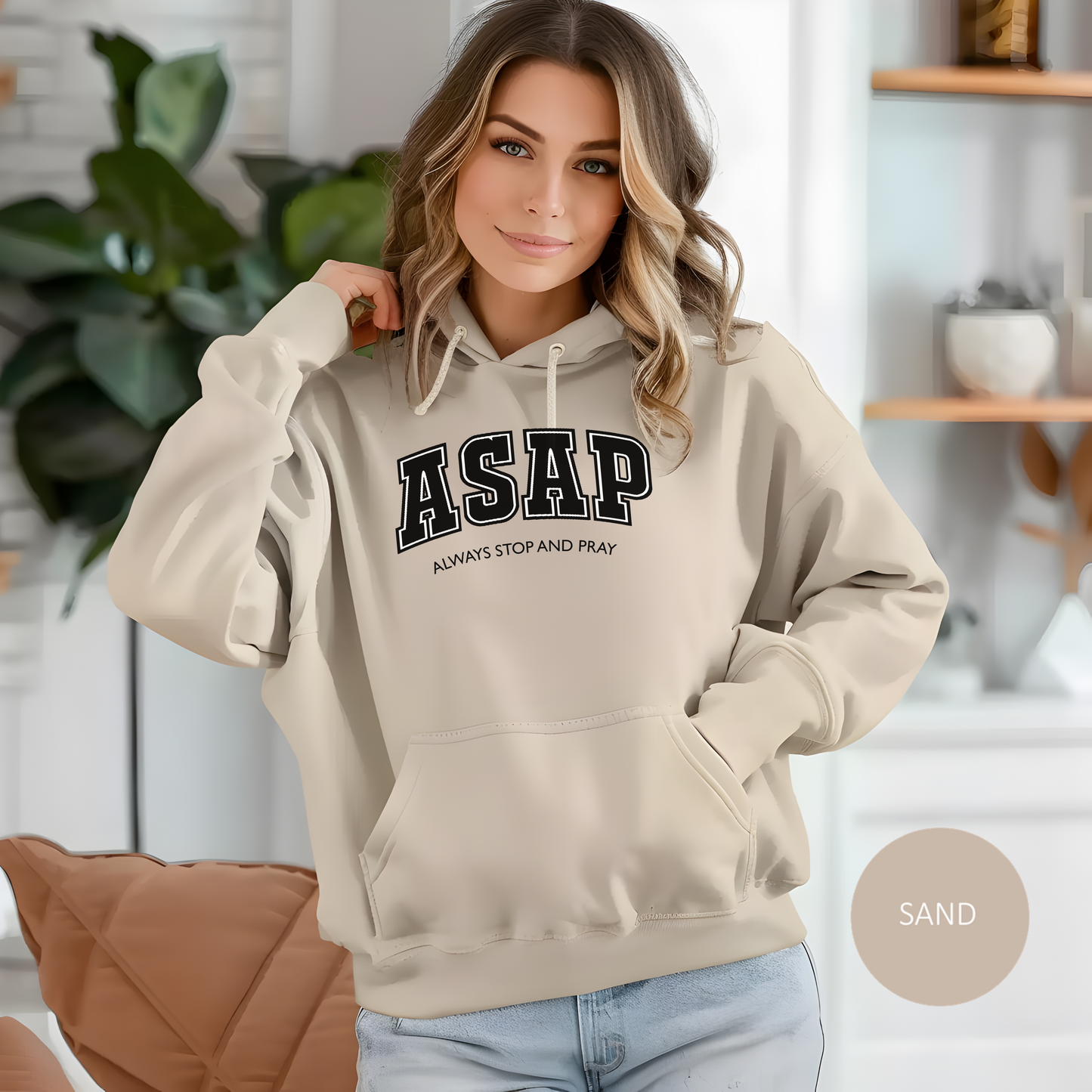 ASAP "Always Stop and Pray" Faith-Based Hoodie For Christians Jesus Lovers And Prayer Warriors