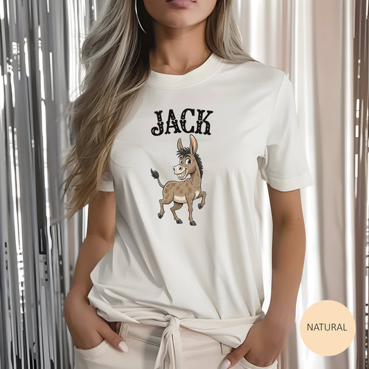 Jack The Ass T-Shirt | Cute Farm Animal Graphic Tee | Sarcastic Humor Wordplay Apparel